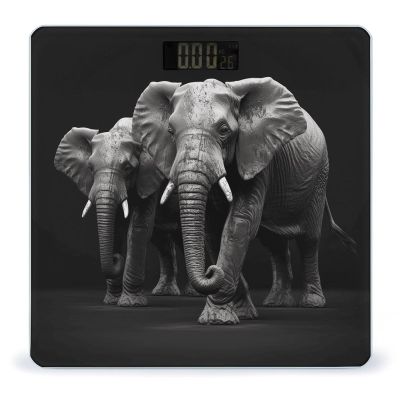 3D Gray Elephant Scale for Body Weight LED Display Sturdy Tempered Glass Digital Bathroom Scale Anti-Slip Highly Accurate Digital Weighing Machine for People 400lb Capacity