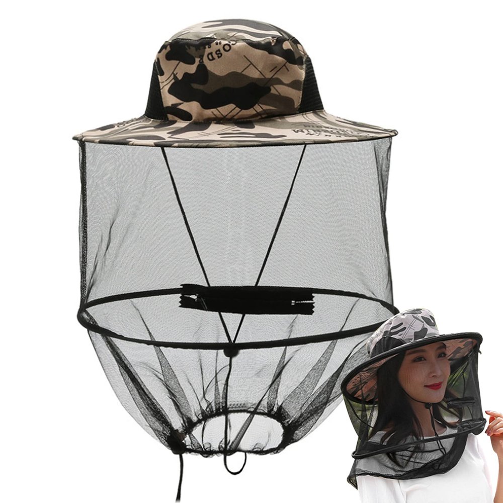 Mosquito Hat Net Midge Head Net Beekeeper Hat Face Shield Fishing Foldable for Outdoor Hiking, Camping, Gardening Grey, Midge Head