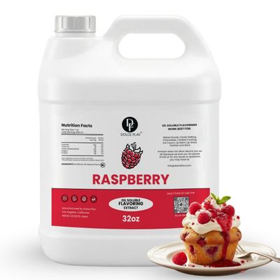 Dolce Flav Raspberry Flavoring Oil 32 oz Bulk Berry Extract for Chocolate Manufacturing, Bakery & Foodservice