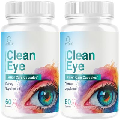 (2 Pack) Clean Eye Capsules - Official CleanEye Pills Advanced Premium Formula Support Maximum Strength, All Natural Ingredients Vitamins for Overall Health & Wellness, 120 Capsules for 2 Months