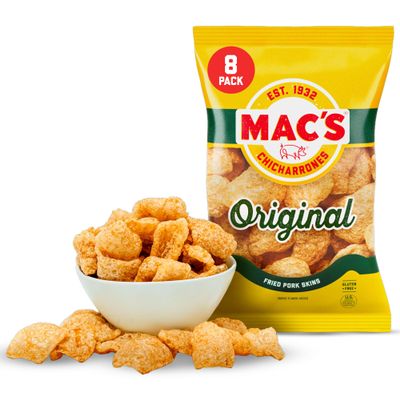 Mac's Original Flavored Chicharrones Fried Pork Rinds, 8 Pack