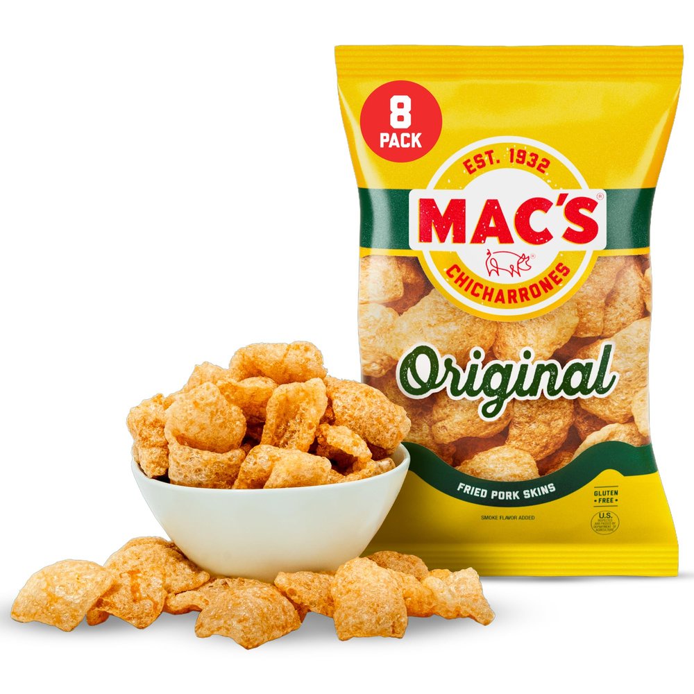 Mac's Original Flavored Chicharrones Fried Pork Rinds, 8 Pack