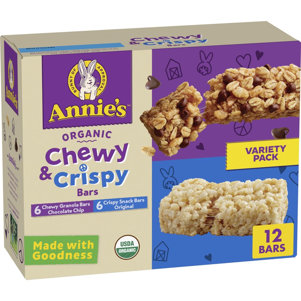 Annie's Organic Chewy Chocolate Chip & Original Crispy Bars Variety Pack 12 Count