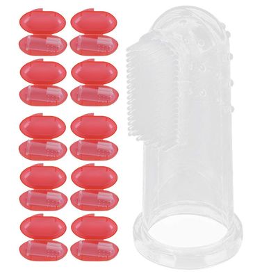 Semme 10pcs Finger Toothbrush Infant Silicone Soft Toothbrush for Newborn Food Grade Safe Teething Gum Transparent Red Green Yellow (#3)
