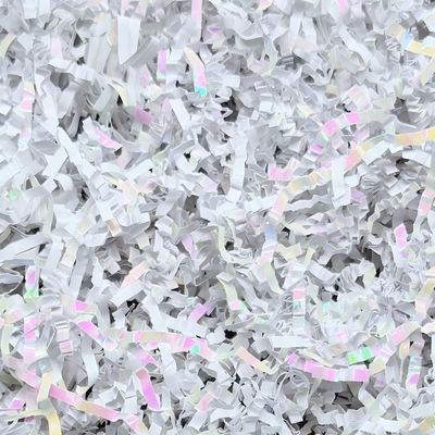 Crinkle Cut Paper Shred - 5.3 oz Gift Box Filler, Basket & Bag Decoration for Christmas, Wedding, Birthday, Bridesmaid, Engagement - Fluffy Packing Grass Cushion (Diamond White, 5.3 OZ)