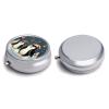 Merry Christmas Penguins Pill Box Portable Mini Travel Pill Organizer Holder 3 Compartment Decorative Round Pills Case Exquisite Daily Vitamin Container for Cod Liver Oil view 3