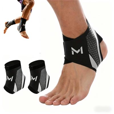 2-Pack Adjustable Ankle Brace, Lightweight & Breathable Ankle Support, Compression Unisex Ankles Stabilizer Straps & Ankle Support Sleeve, for Basketball, Fitness, Sports & Daily Training (Grey)