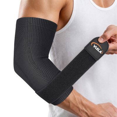 Vlela Elbow Compression Sleeve with Adjustable Strap - Tennis Elbow Brace for Men & Women, Support for Tendonitis, Golfer's Elbow, Weightlifting, Gym Fitness & Sports Pain Relief, Medium