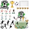 22 Pack Soccer Cake Topper Soccer Birthday Cake Decoration Sports Ball Player Cake Decorations for Men Boy Football Sport Theme Birthday Party Suppplies view 1