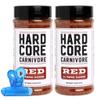 Hardcore Carnivore Red Bar-B-Q Rub Seasoning 11 oz Shaker Rib Rub and Brisket Rub for Grilling Burger Seasoning and Steak Rub Meat Rub for Bbq Rub Seasoning 2 Pack with Bag Clip view 1