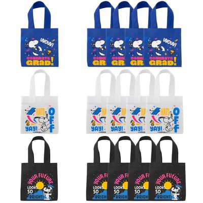 Fun Express 6" x 6" Mini Peanuts Snoopy & Woodstock Graduation Nonwoven Tote Bags 12 Pc.