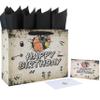 Qirrmiy 13" Large Happy Birthday Gift Bag Set with Handles, Greeting Card, Tissue Papers and Stickers for Men Boys, Husband, Father, Birthday Design, 1 Pcs view 1