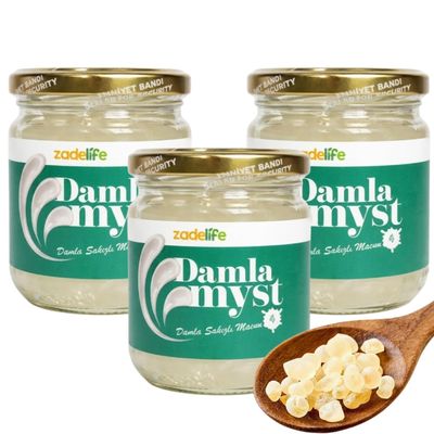Damlamyst Premium Mastic Gum Paste - 8.12 fl oz (240g) Authentic Chios Mastic Spread - Traditional Mediterranean Gourmet Macun with Rich Milky Aroma - Supports Digestive Health & Fresh Breath - PACK OF 3