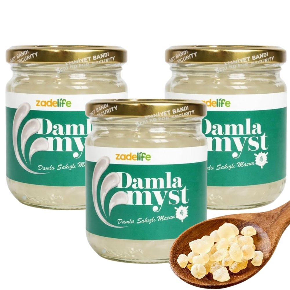 Damlamyst Premium Mastic Gum Paste - 8.12 fl oz (240g) Authentic Chios Mastic Spread - Traditional Mediterranean Gourmet Macun with Rich Milky Aroma - Supports Digestive Health & Fresh Breath - PACK OF 3