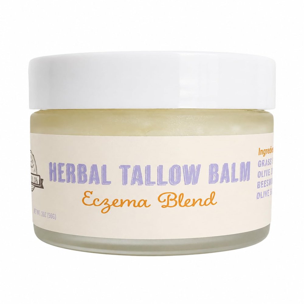 Buffalo Gal Grassfed Beauty - Herbal Tallow and Honey Balm for Eczema, Dry Rendered, Therapeutic Grade, Lab Tested Tallow, 100% Grassfed, Superior Tallow Moisturizer for Face and Body, Organic, 2 oz