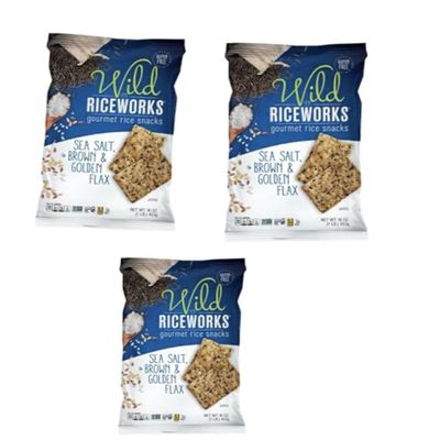 Gourmet Rice Snacks, Sea Salt Brown & Golden Flax, Gluten Free, 16 oz, Pack of 3