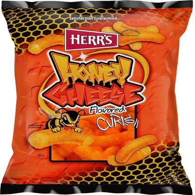 Herrs Honey Cheese Flavored Corn Snack, 1.125 oz Bags (Pack of 12) | Sweet & Cheesy Corn Curls | Individual Snack Size Bags | Crunchy Cheese Snack | Bundled by SUPERDEALS with Mystery Gift