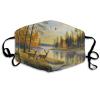 Unisex Comfortable Protective Masks Mouth Cloth Shields for Sports Travel Hiking, Anti Dust Windproof Face Balaclavas (Lakeside Landscape Sunset Deer Trees Scenery Mouth Covers) view 1