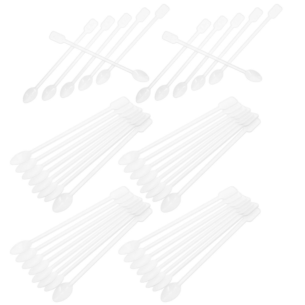 TOPPERFUN Disposable White Plastic Mini Dessert Spoons Double-ended 500pcs, Small Stirring and Coffee Tea Mixing Spoons for Parties, Outdoor, and Beverage Use