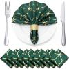 Tranqun 10 Pack Emerald Green Polyester Satin Dinner Napkins 18" x 18" Square Soft Table Dinner Napkins with Gold Foil Geometric Pattern Ideal for Green and Gold Table Decor Wedding Party Banquet view 1