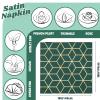 Tranqun 10 Pack Emerald Green Polyester Satin Dinner Napkins 18" x 18" Square Soft Table Dinner Napkins with Gold Foil Geometric Pattern Ideal for Green and Gold Table Decor Wedding Party Banquet view 2
