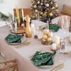 Tranqun 10 Pack Emerald Green Polyester Satin Dinner Napkins 18" x 18" Square Soft Table Dinner Napkins with Gold Foil Geometric Pattern Ideal for Green and Gold Table Decor Wedding Party Banquet view 4