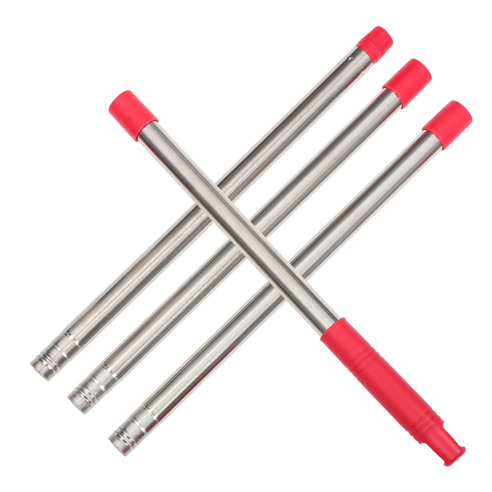 UKCOCO Stainless Steel Mop Extension Pole Replacement 4-Section Detachable Metal Mop Handle for Household Floor Cleaning for Hardwood and Tile Floors