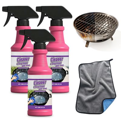 Fast Acting Heavy Duty Grill Degreaser Spray, 2026 New BBQ Grill Cleaner, Multi Functional Grease Remover for Outdoor Grill, Grill Cleaning Spray for Kitchen, Easily Off Oven Cleaner Kitchen (3 Kit)