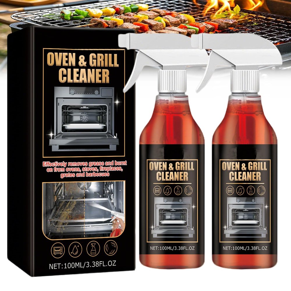 Oven and Grill Cleaner Spray, Cleaner and Degreaser for Grill, Heavy-Duty Grill Degreaser Spray, Eliminates Thick Grease & Build Up, Easy Off Oven Cleaner for Home (2pcs)