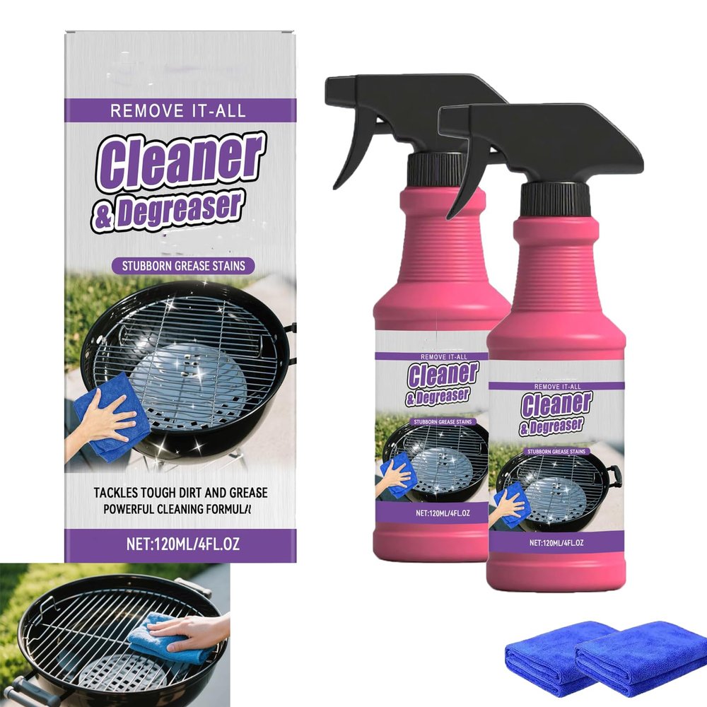 KFZHIYI Multi Functional Grease Remover for Outdoor Grill Fast Acting Heavy Duty Grill Cleaning Spray for Kitchen (2 PCS)