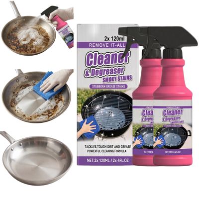 Kcaonni Fast-Acting Heavy-Duty Grill Degreaser Spray, 4 fl oz BBQ Grill Cleaner for Outdoor Grills, Smoker Grates & Ovens, Removes Stubborn Grease & Burnt Food (2PCS)