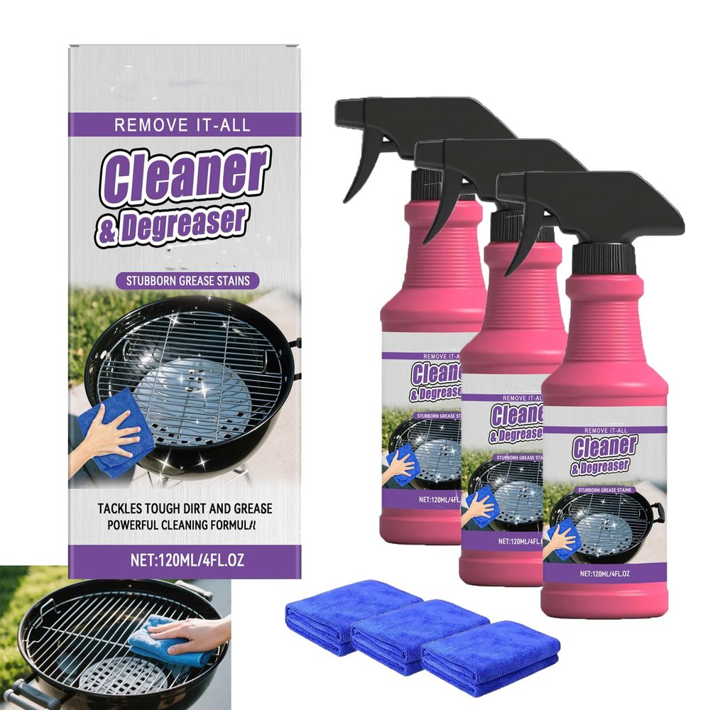 KFZHIYI Multi Functional Grease Remover for Outdoor Grill Fast Acting Heavy Duty Grill Cleaning Spray for Kitchen (3 PCS)