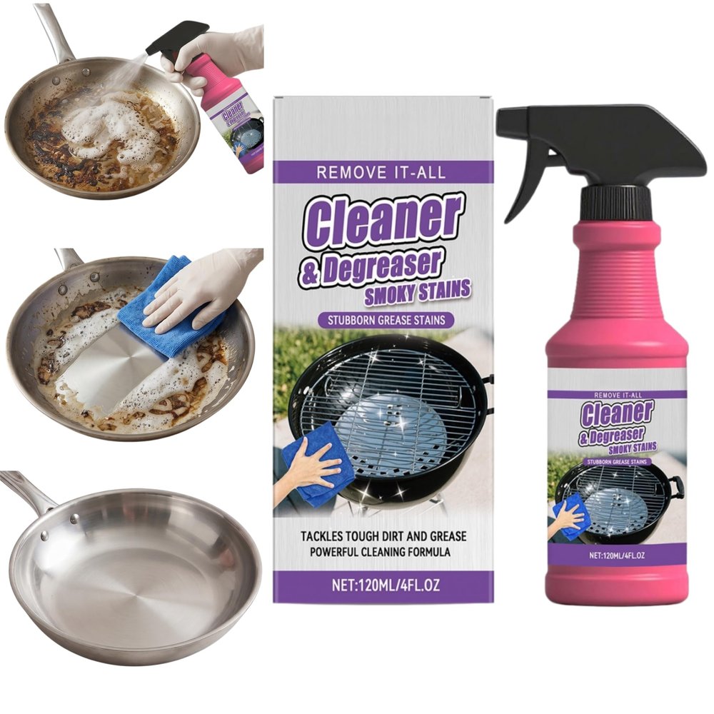 Kcaonni Fast-Acting Heavy-Duty Grill Degreaser Spray, 4 fl oz BBQ Grill Cleaner for Outdoor Grills, Smoker Grates & Ovens, Removes Stubborn Grease & Burnt Food (1PCS)