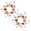 2pcs Artificial Heart Berries Flower Rings Valentine ' S Day Holder Wreath for Pillars Wine Bottle Door Wall Table Decoration view 1