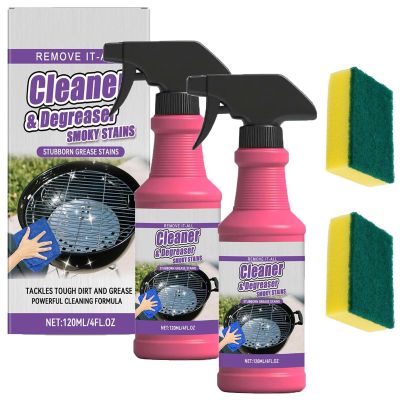 Fast-Acting Heavy-Duty Grill Degreaser Spray, Cleaner and Degreaser Smoky Stains for Grates and Smoker, Spray Cleaner for Grills, BBQ Drill Cleaner Spray for Outdoor Cooking Equipment (2pcs)
