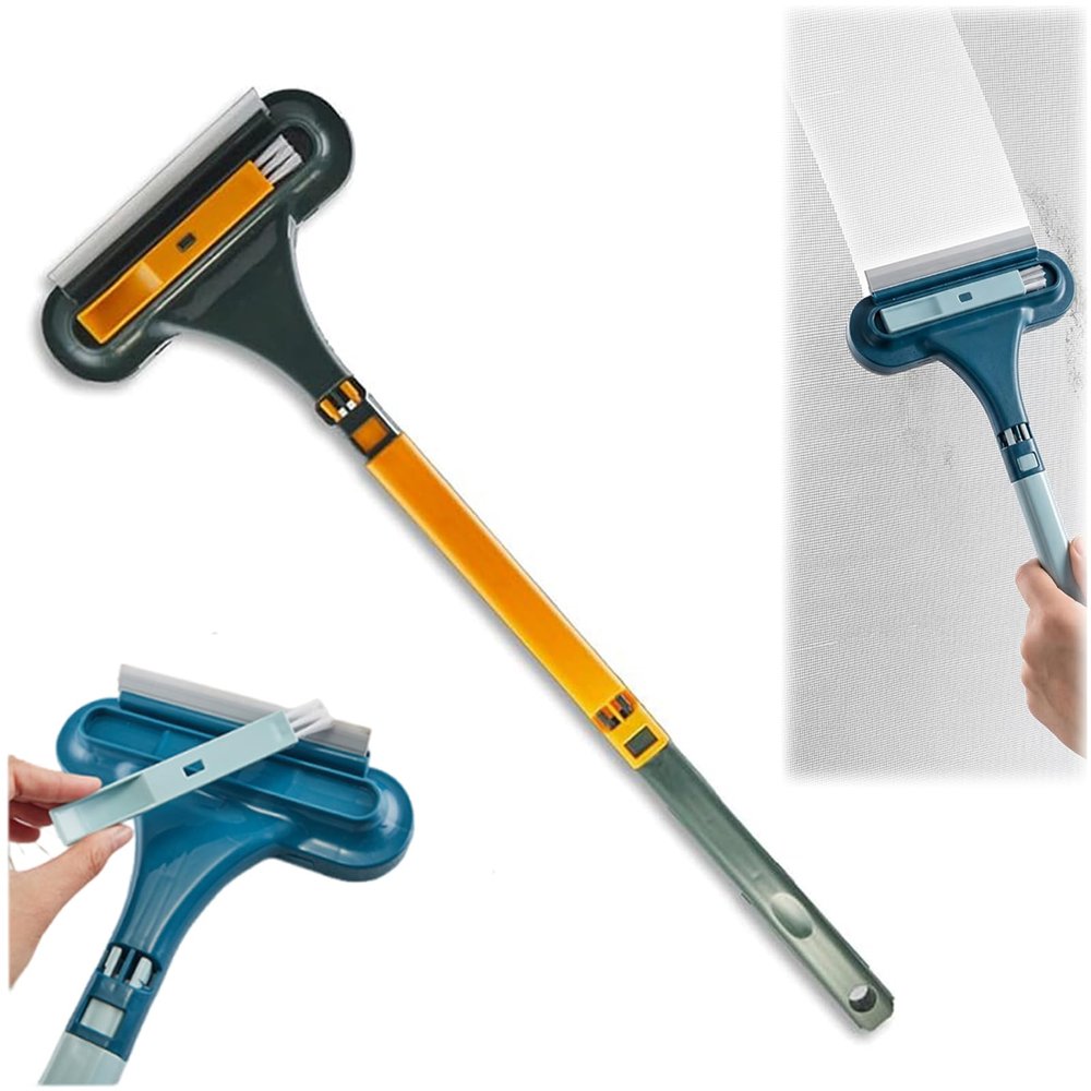 2 in 1 Window Screen Cleaning Brush, Double Sided Bidirectional Dust Removal Brush, Window Screen Cleaner Tool for Window Mesh, Screen Door, Home Dust Cleaning Tools (Yellow)