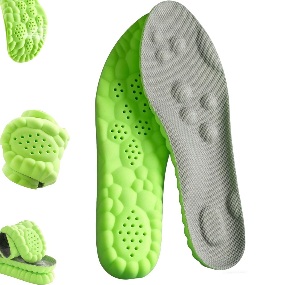 Vaylore Tennis Insoles, Memory Foam Arch Support Shock Absorbing Insoles, Lightweight & Breathable Cushioned Insoles for Court Sports (Green, Men(1011) Women(1213))