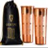 Hammered Pure Copper Water Drinking Glasses Set of 2 Large 10 Oz Drinking Cups Copper Ayurvedic Health Benefits Tumblers Beautiful Handcrafted Design Cup Best Gift view 1