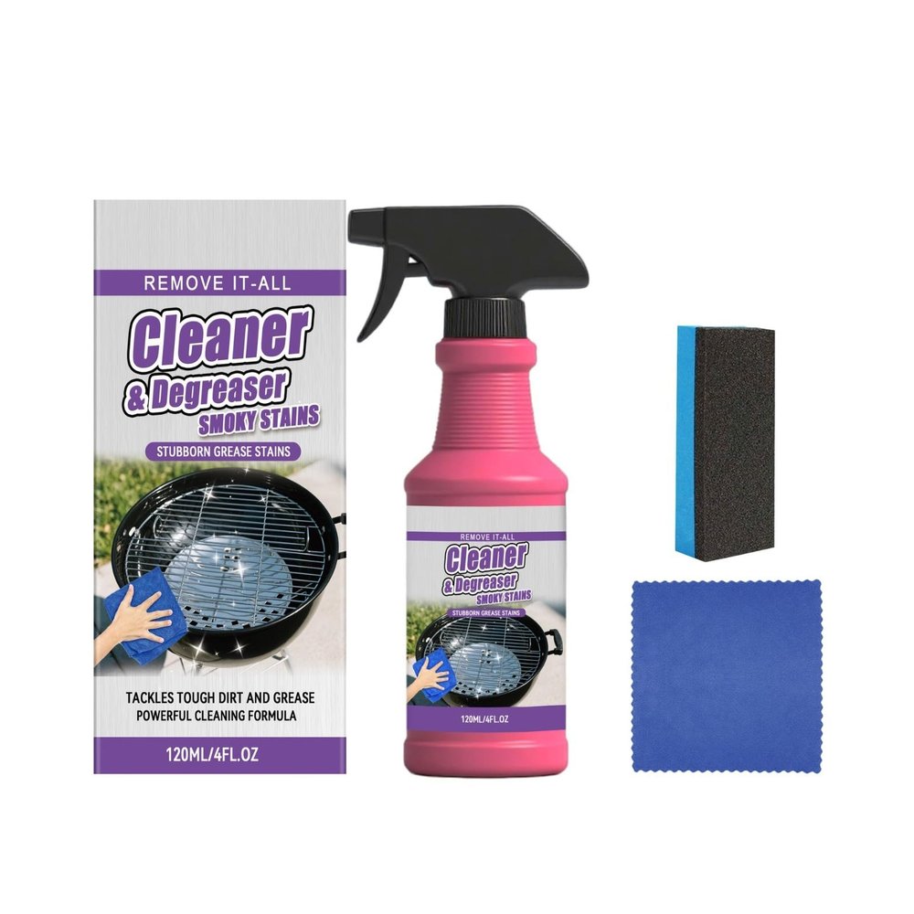 Grill Cleaner Fast-Acting Heavy Duty BBQ Grill Degreaser Spray, Grease Destroyer & Rust Remover for Outdoor Grill, Stove, Smoker Non-Toxic Multi-Surface Foam Action (2)