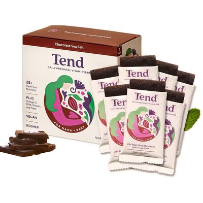 Tend Prenatal Vitamin Bars - Chocolate Sea Salt, Whole Food Formula with Folate, Iron, DHA and Choline, Replaces 5 Daily Pills, Vegan and Gluten Free, 7 Count