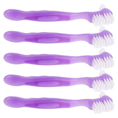 PERSELOSO 5pcs Denture Cleaning Brush: Double-Sided Toothbrush for Fake Teeth - Partial False Teeth Cleaning Brush - Portable Denture Toothbrush