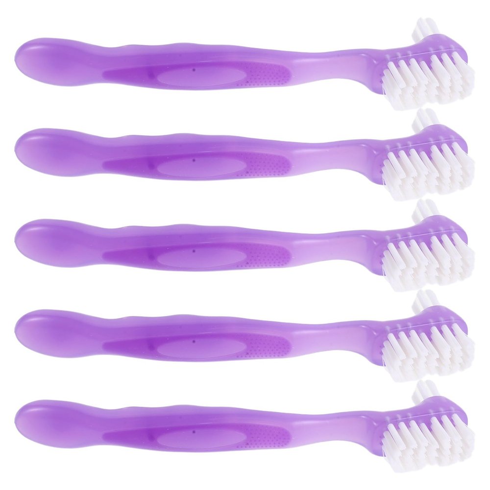CIMAXIC 5pcs Denture Cleaning Brush: Double Sided Fake Toothbrush - Portable Cleaning Tool for False Teeth - Dentures Toothbrush for Women Men