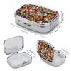Assorted Jelly Beans Pill Box Small Pill Organizer with 2 Compartments and Mirror Portable Travel Metal Pillcase for Pocket Or Purse, Privacy-Protecting Medicine Box view 2