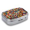 Assorted Jelly Beans Pill Box Small Pill Organizer with 2 Compartments and Mirror Portable Travel Metal Pillcase for Pocket Or Purse, Privacy-Protecting Medicine Box view 3