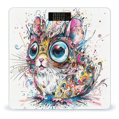Abstract Animals Digital Scale for Body Weight - Accurate Digital Bathroom Scale with High-Precision Sensors, Large Easy-to-Read Backlit Display, 400 Lb Capacity, Safe Rounded Corners