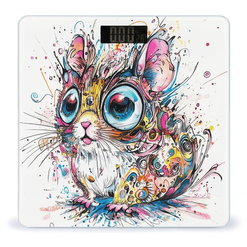 Abstract Animals Digital Scale for Body Weight - Accurate Digital Bathroom Scale with High-Precision Sensors, Large Easy-to-Read Backlit Display, 400 Lb Capacity, Safe Rounded Corners