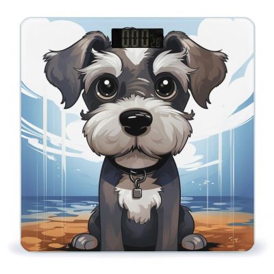 Adorable Schnauzer Digital Scale for Body Weight - Accurate Digital Bathroom Scale with High-Precision Sensors, Large Easy-to-Read Backlit Display, 400 Lb Capacity, Safe Rounded Corners