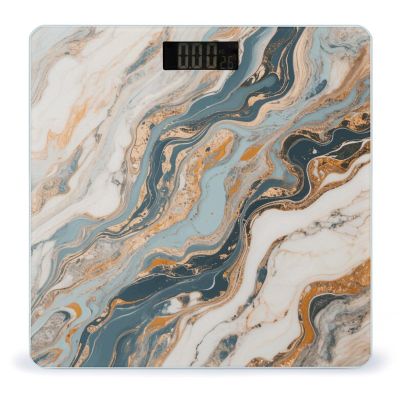 Abstract Marble Patterns Digital Scale for Body Weight - Accurate Digital Bathroom Scale with High-Precision Sensors, Large Easy-to-Read Backlit Display, 400 Lb Capacity, Safe Rounded Corners