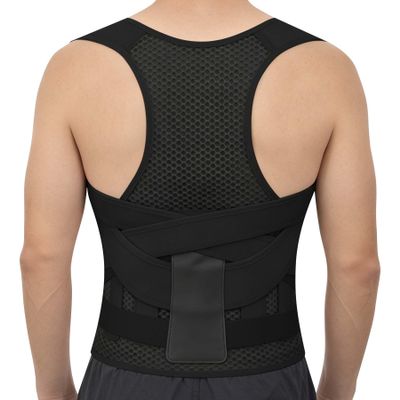 QFE Back Brace Posture Corrector for Women and Men Adjustable Shoulder Straightener Helps Reduce Upper Lower Back Pain Relief Support Hump Scoliosis Hunchback Slouching Kyphosis Traction Correction Syste Black XX-Large