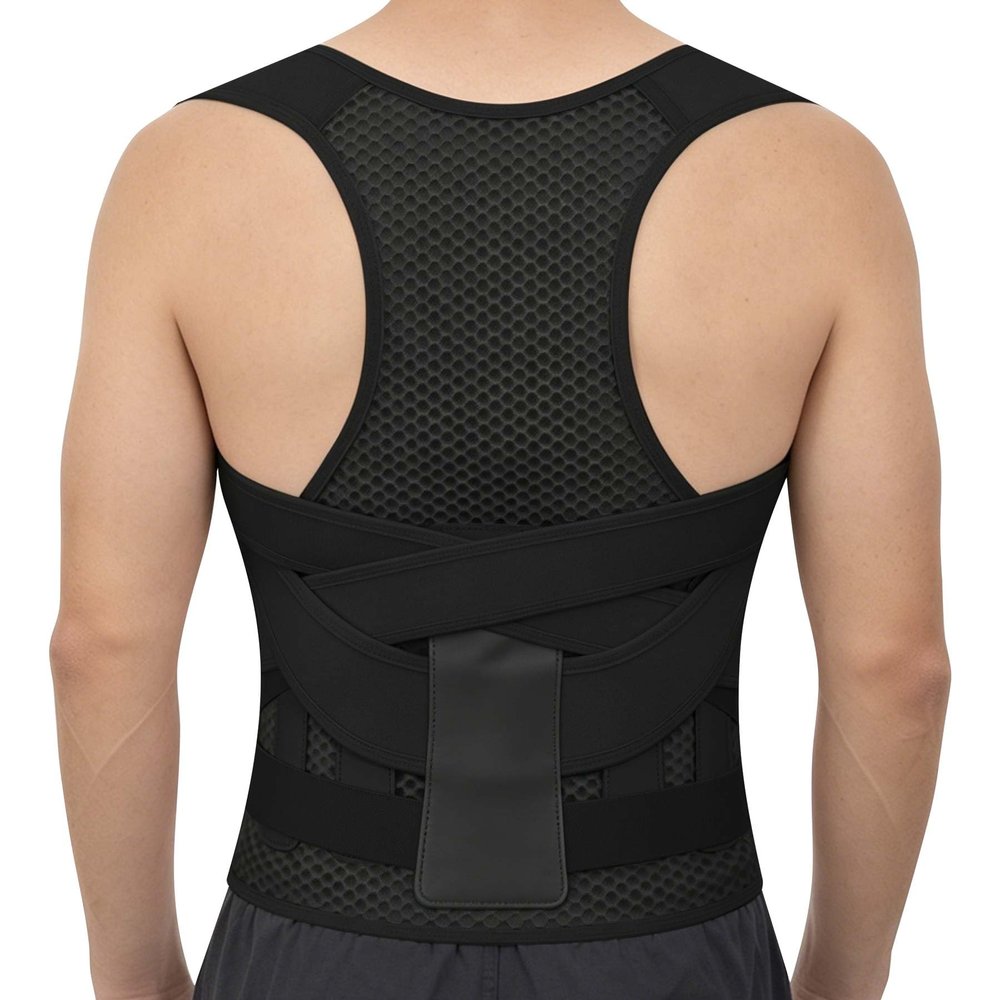 QFE Back Brace Posture Corrector for Women and Men Adjustable Shoulder Straightener Helps Reduce Upper Lower Back Pain Relief Support Hump Scoliosis Hunchback Slouching Kyphosis Traction Correction Syste Black XX-Large